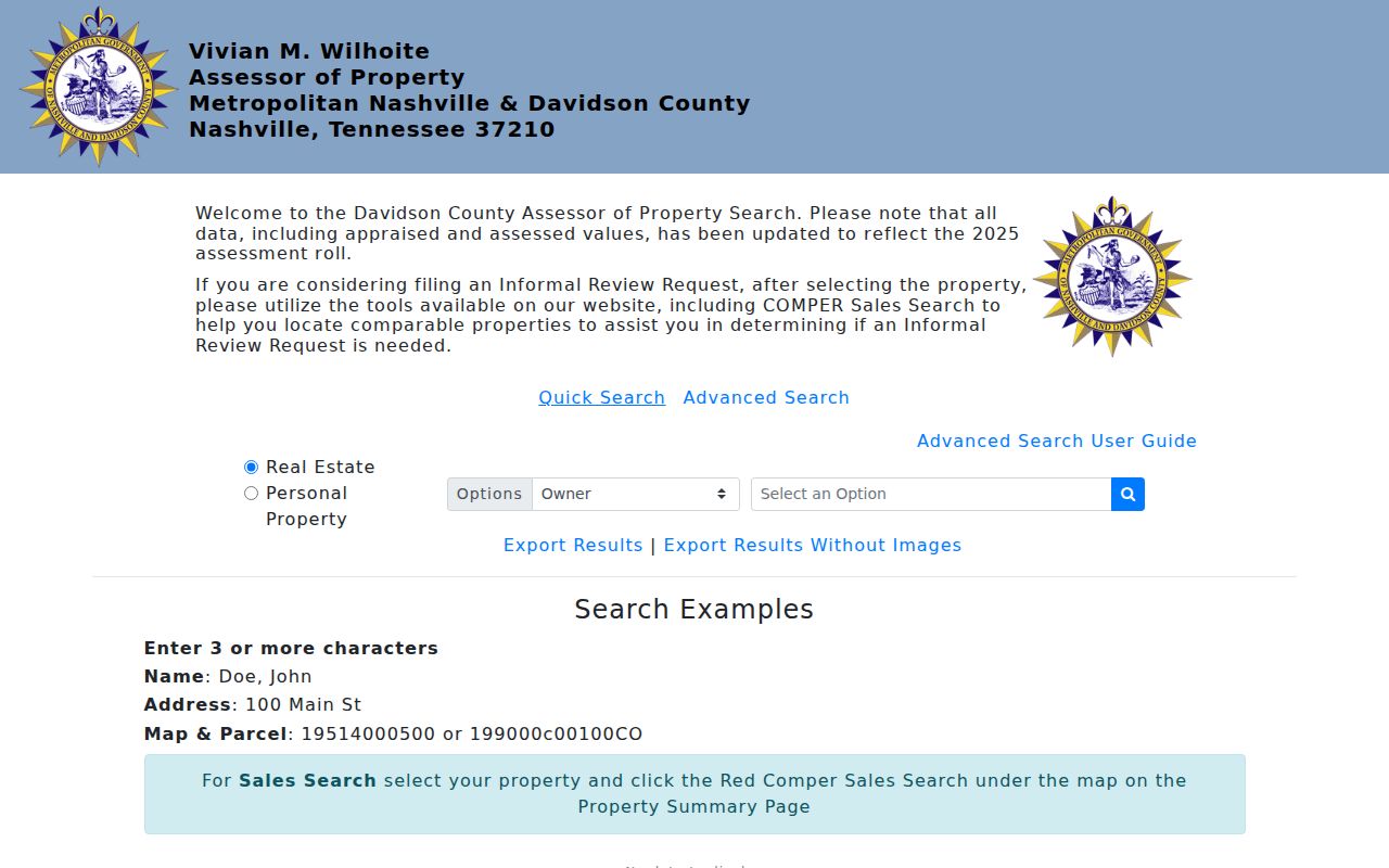 Nashville people search with Davidson County assessor records